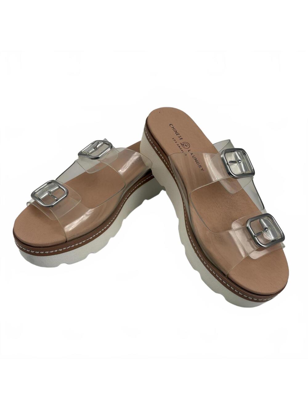 Chinese Laundry | Surfs Up Clear Strap Buckle Platform Slip On Sandal Size 10 - Picture 2 of 9